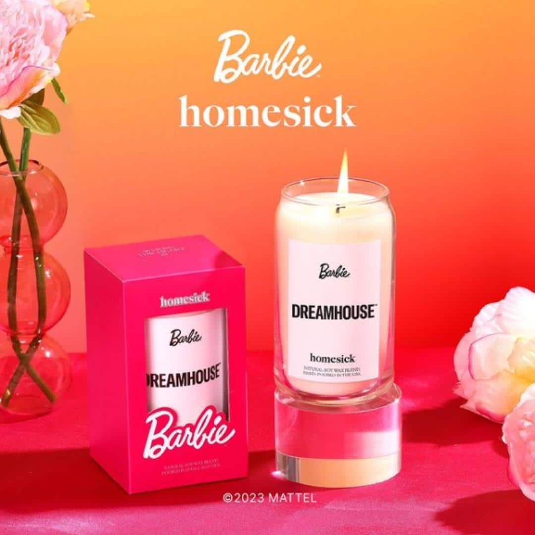 Barbie x Homesick candles. A candle called "Dreamhouse"